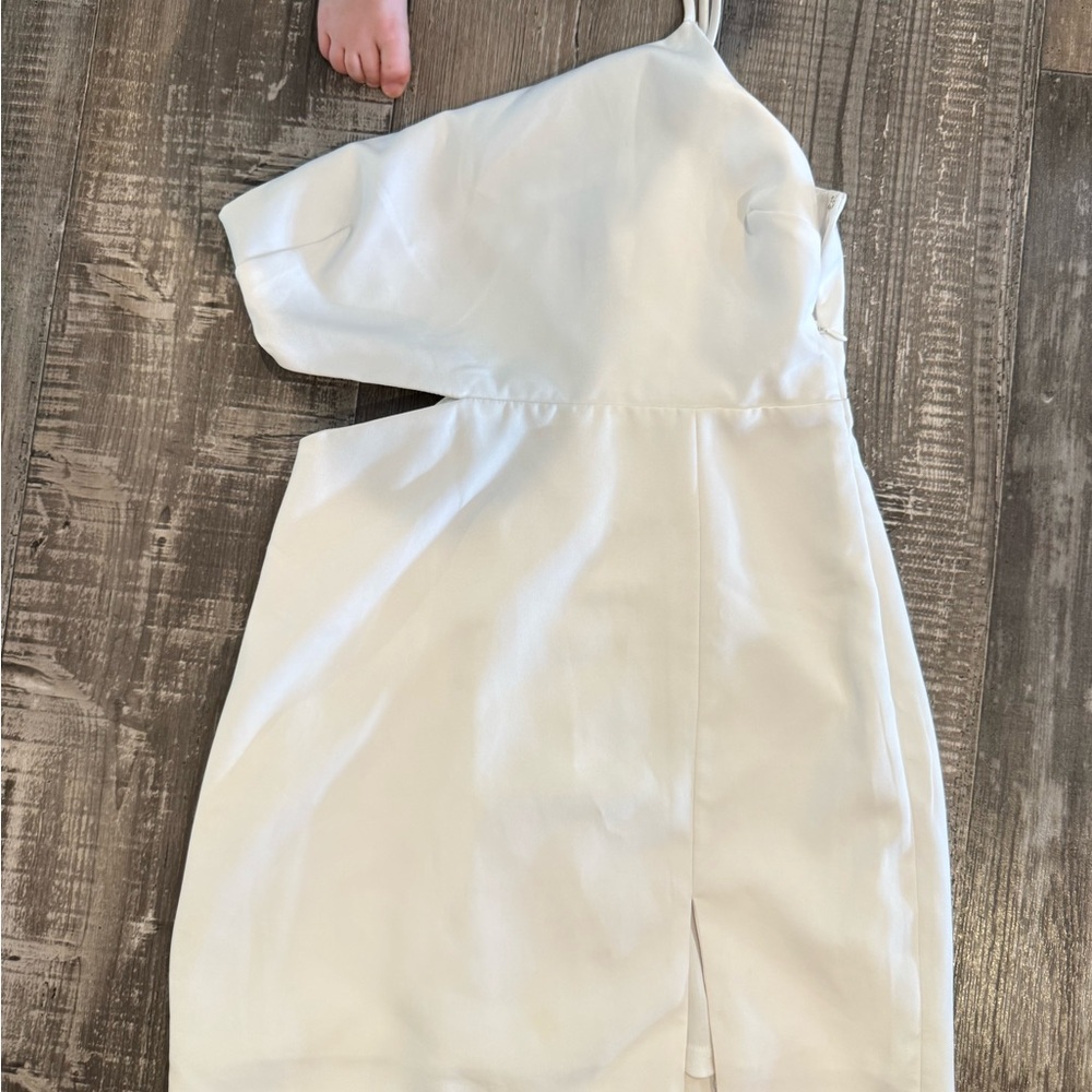 Forever 21 White One-Shoulder Mini Dress with Strap Detail
